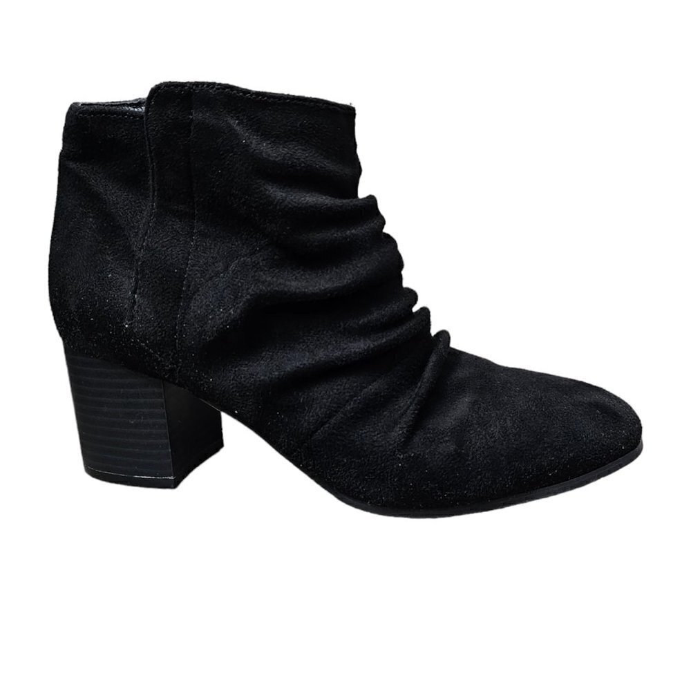 CP Suede Black Chunky Heel Bootie Boot